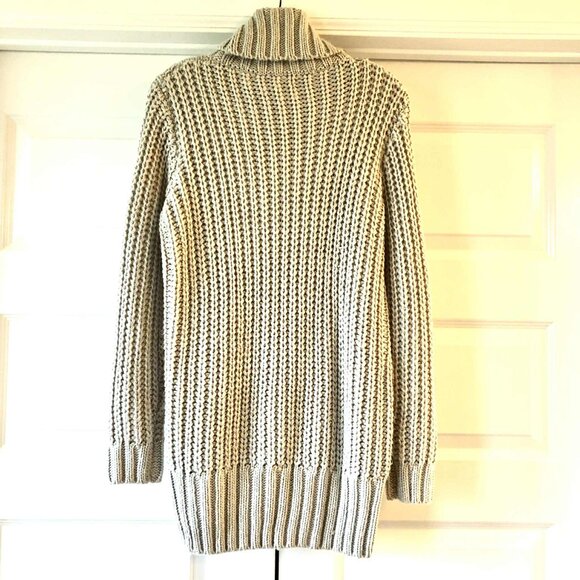 New FOREVER 21 Chunky Cable Knit Cowl Neck Tunic Sweater Dress Soft Grey L - Picture 5 of 7